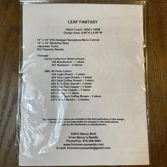NEW LEAF FANTASY Needlepoint Chart from Nancy's Needle - Picture 3 of 5